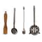 Hello Honey 5-Piece Stainless Steel and Mango Wood Bar Tools with Stand, Nickel Finish and Natural